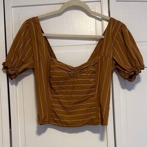 Free People Rose Garden Poplin Puff Sleeve Top